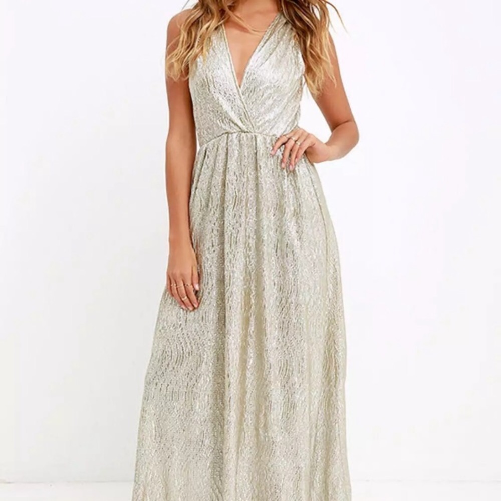 Lulu’s Metallic Bridesmaid Maxi Dress